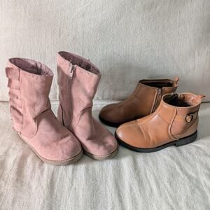 Girls' Boot Bundle Size 11 - Cat & Jack Pink Boots & Carters Tan Booties